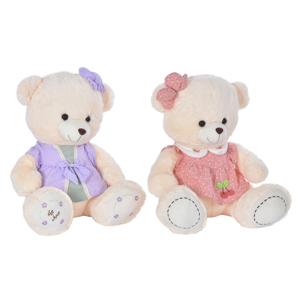 Teddy Bear DKD Home Decor Dress 42 x 20 x 50 cm Beige Pink Lilac Children's Bear (2 Units) - Yokefinds Ireland