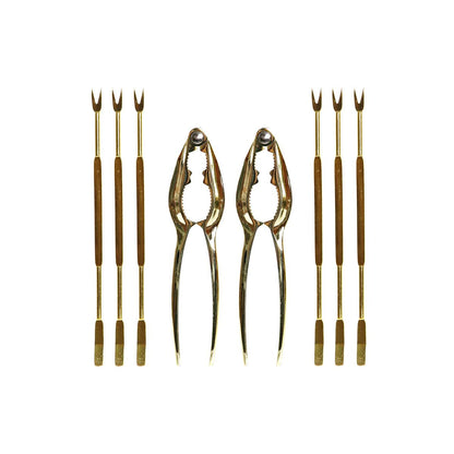 Seafood Set DKD Home Decor Golden Stainless steel 8 Pieces 3 x 3 x 15 cm