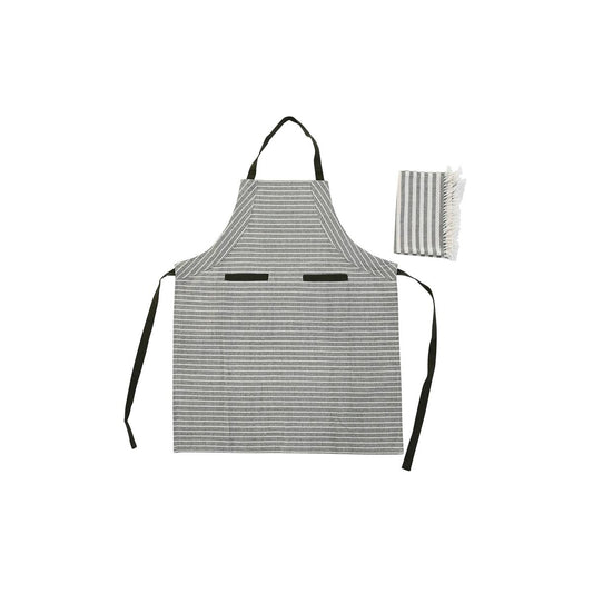 Apron with Pocket DKD Home Decor 70 x 1 x 85 cm Grey Cotton White Green