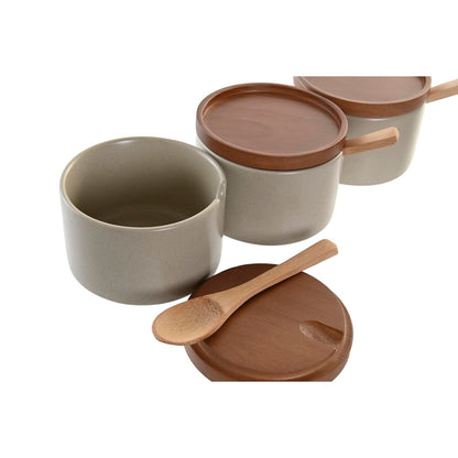 Sugar Bowl DKD Home Decor 29 x 10 x 7 cm Beige Brown Rubber wood (7 Units)