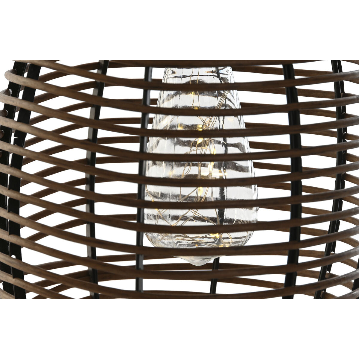 Solar lamp DKD Home Decor Brown Black Bamboo Rattan 22 x 22 x 39 cm