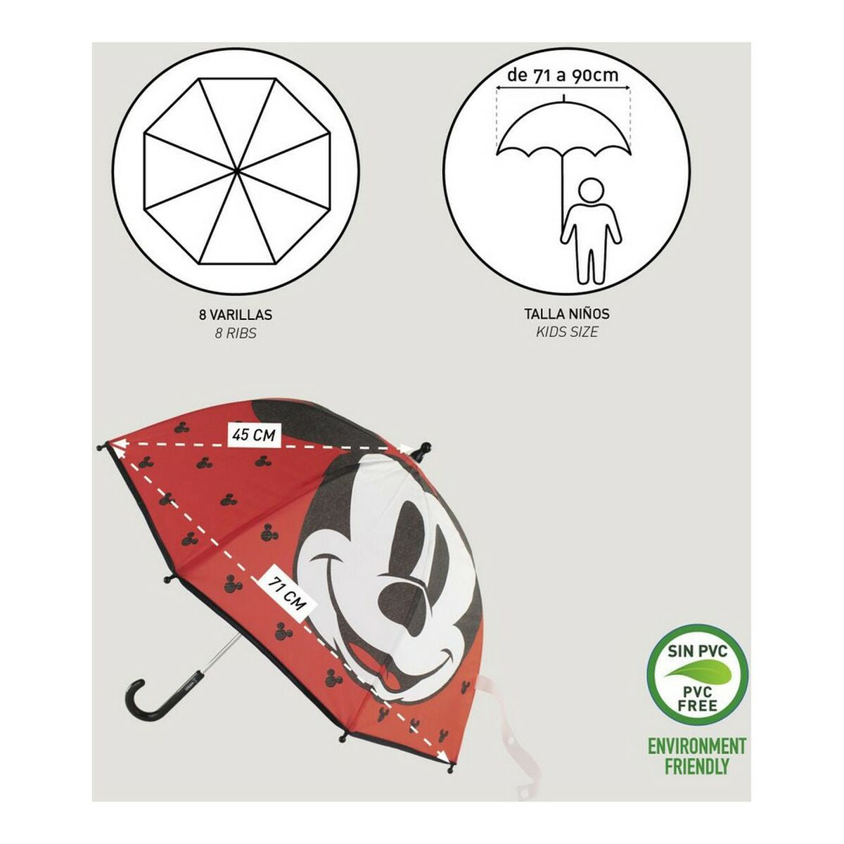 Umbrella Mickey Mouse Red (Ø 71 cm) - Yokefinds Ireland