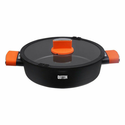 Casserole with glass lid Quttin Gastro Black Orange 36,5 x 27 x 8,5 cm (6 Units)