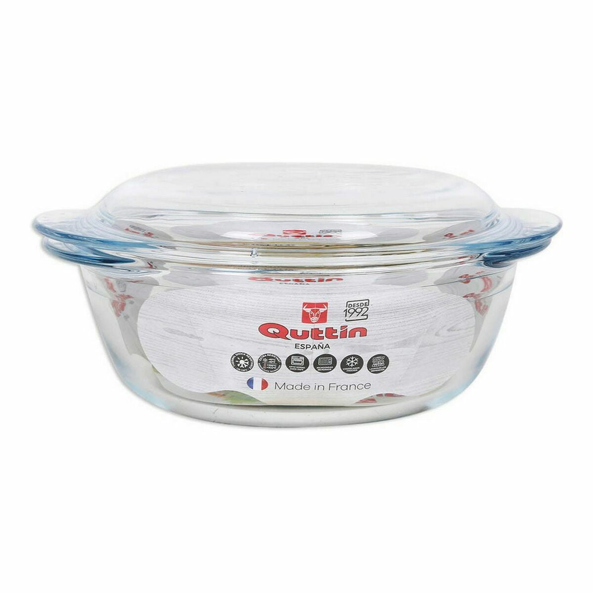 Casserole with lid Quttin Glass 1,6 + 0,5 L (3 Units)