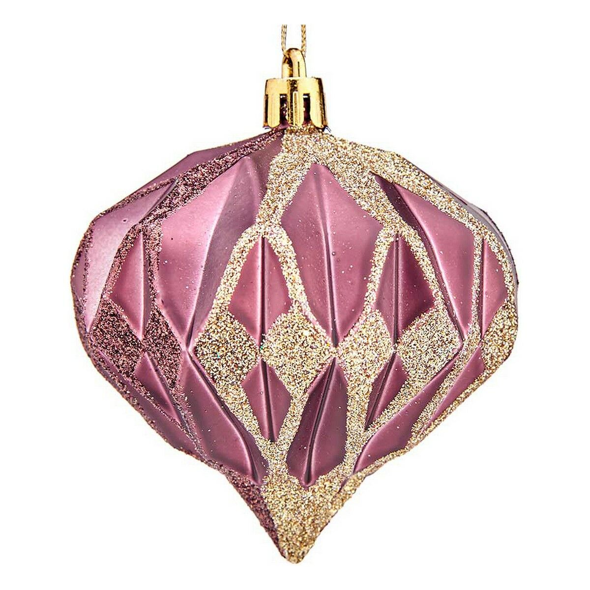 Christmas Baubles Diamond Ø 8 cm 6 Units Pink Plastic