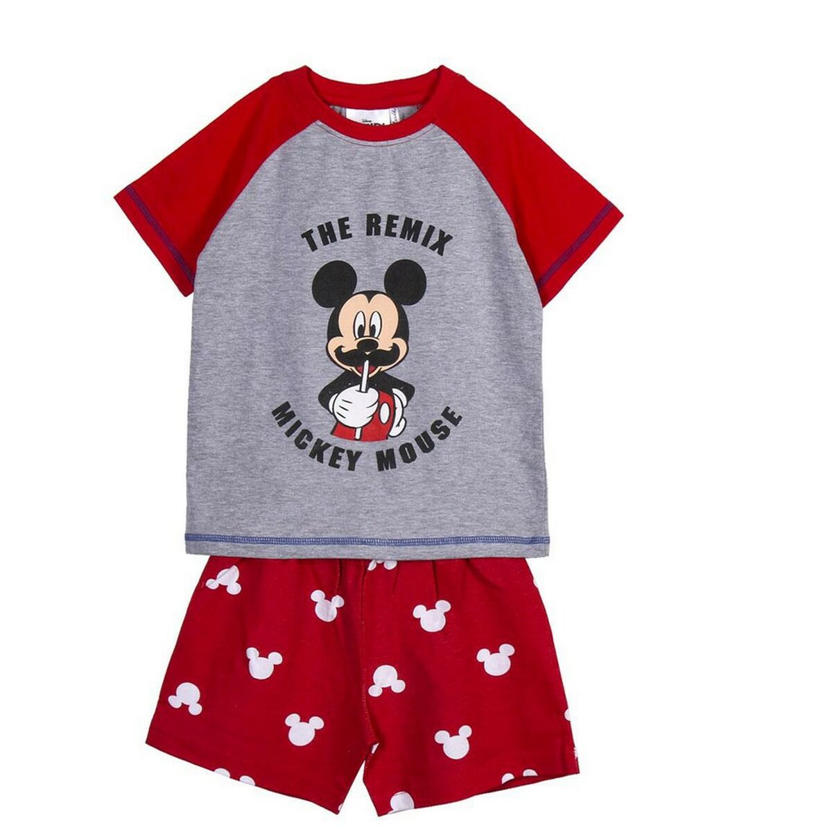 Summer Pyjama Mickey Mouse Red Grey - Yokefinds Ireland