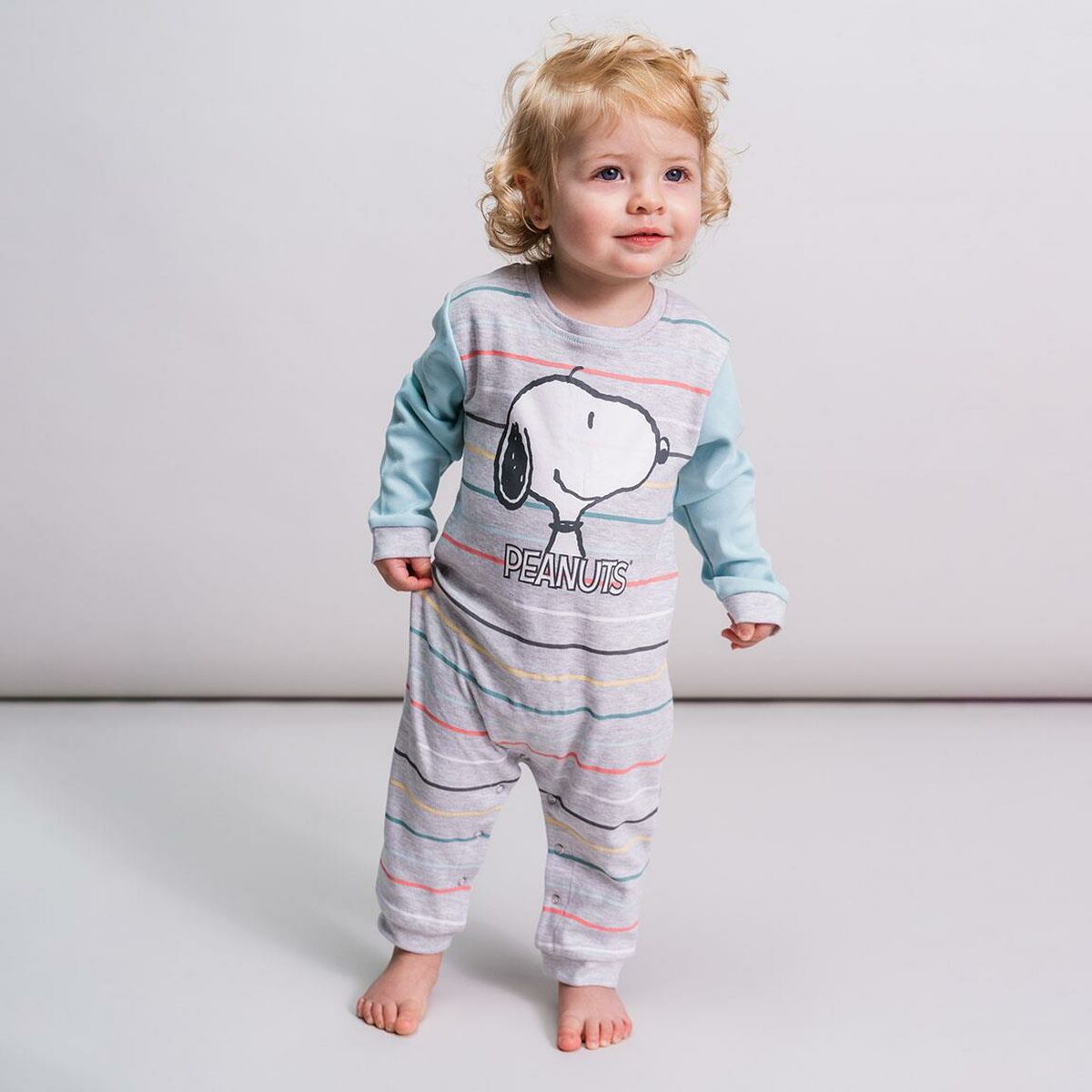 Baby's Long-sleeved Romper Suit Snoopy Grey - Yokefinds Ireland