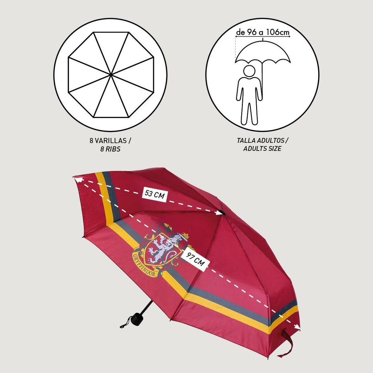 Foldable Umbrella Harry Potter Gryffindor Red 53 cm - Yokefinds Ireland