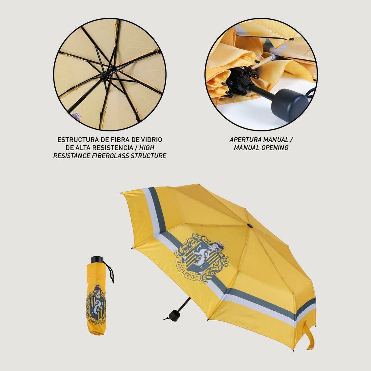 Foldable Umbrella Harry Potter Hufflepuff Yellow 53 cm - Yokefinds Ireland