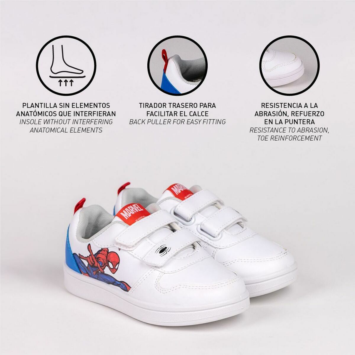 Sports Shoes for Kids Spider-Man Velcro White