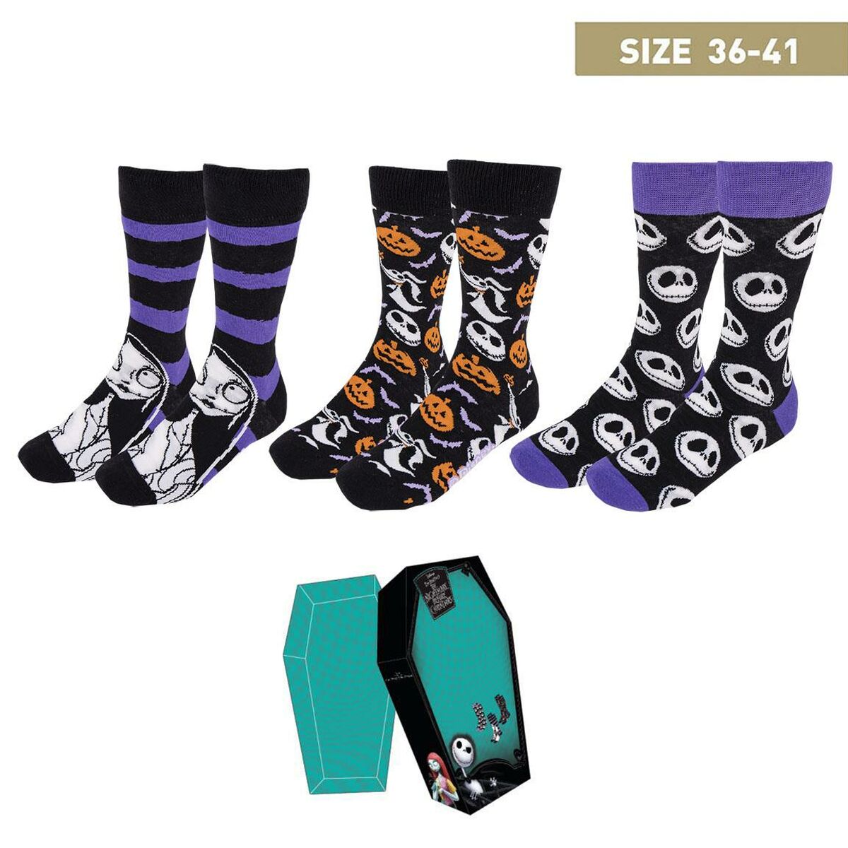 Socks The Nightmare Before Christmas 3 pairs One size (36-41) Black