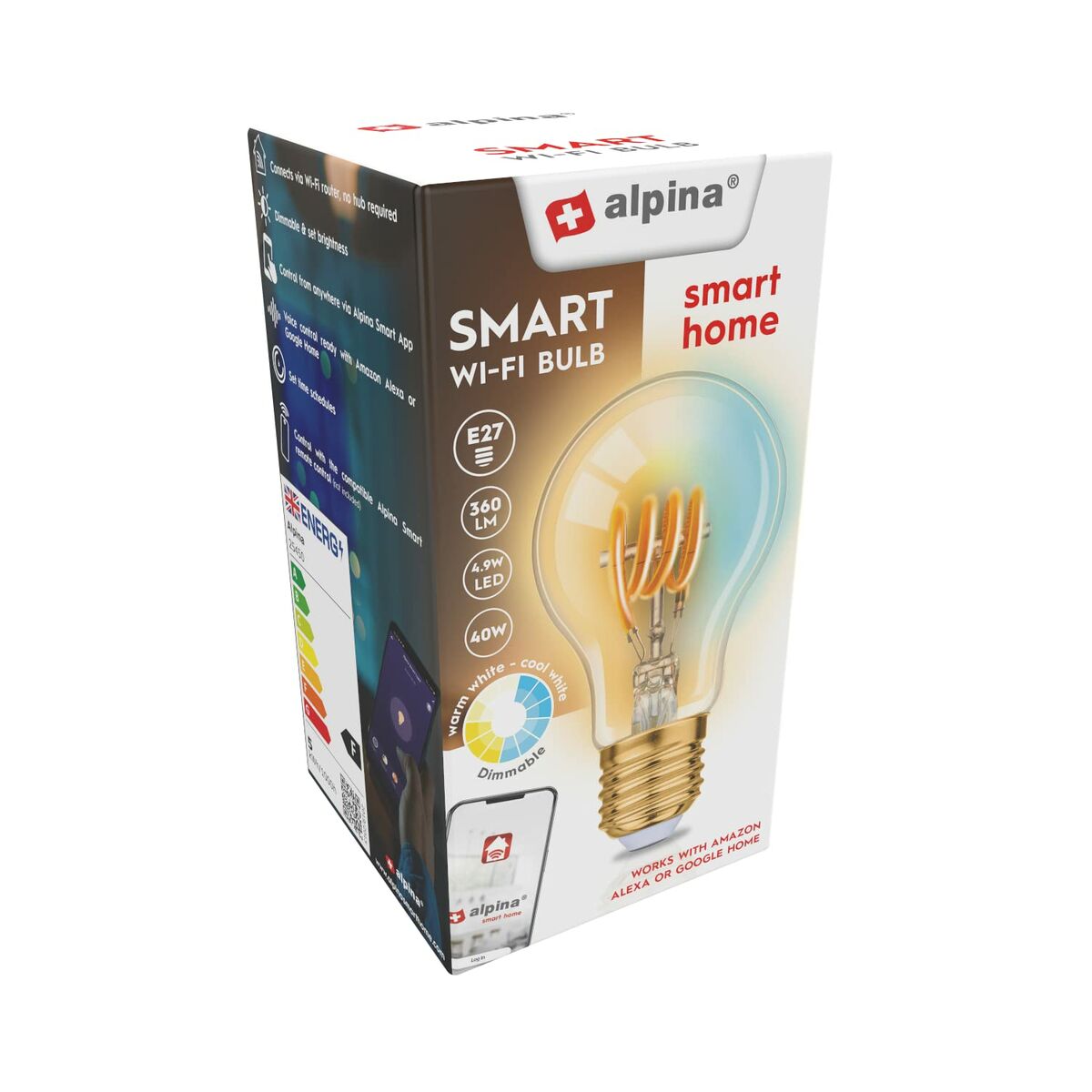 Smart Light bulb Alpina RGB 4,9 W 1800-6500 K E27 Wi-Fi 360 Lm