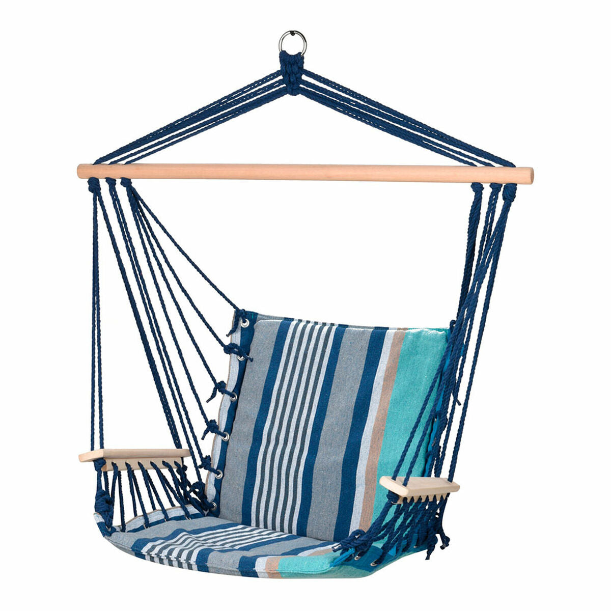 Swing Blue Wood Cotton With armrests Striped 53 x 100 cm - YOKE FINDS 🇮🇪 IE 