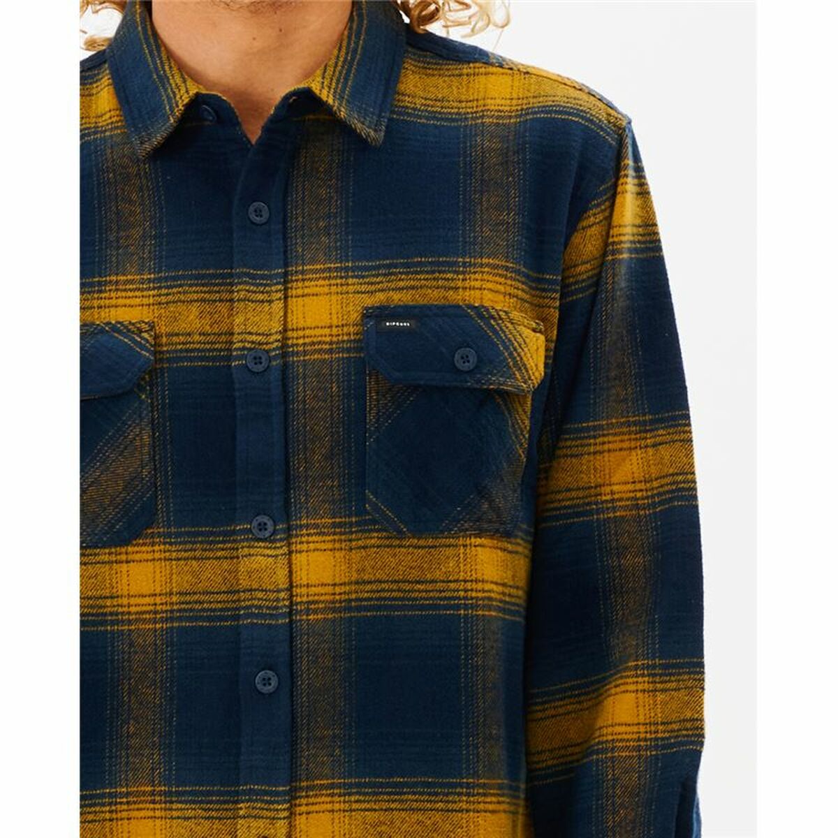 Men’s Long Sleeve Shirt Rip Curl Count Yellow Blue Franela