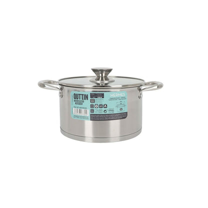 Pot with Glass Lid Quttin Hermes Steel 3 L (4 Units)