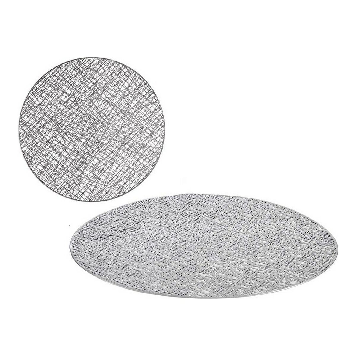 Table Mat Silver Plastic (Ø 38 cm) (12 Units)