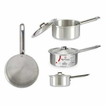 Saucepan with Lid Ø 14 cm Silver Aluminium 1 L (10 Units)