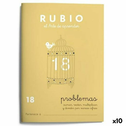 Maths exercise book Rubio Nº 18 A5 Spanish 20 Sheets (10 Units)