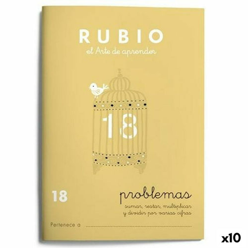 Maths exercise book Rubio Nº 18 A5 Spanish 20 Sheets (10 Units)