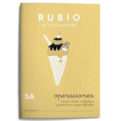 Maths exercise book Rubio Nº 5A A5 Spanish 20 Sheets (10 Units)