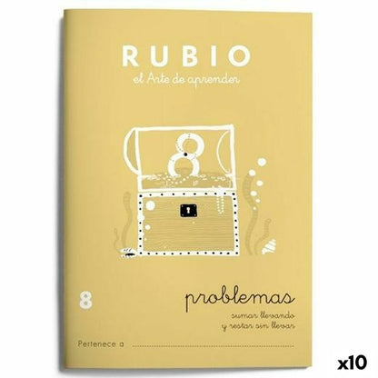 Maths exercise book Rubio Nº 8 A5 Spanish 20 Sheets (10 Units)