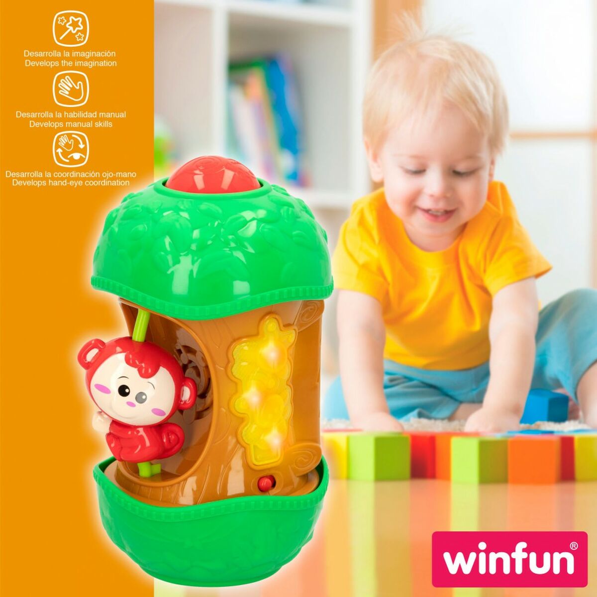 Interactive Toy for Babies Winfun Monkey 11,5 x 20,5 x 11,5 cm (6 Units)