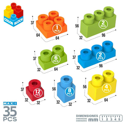 Construction set Color Block Basic Bucket 35 Pieces (6 Units) - YOKE FINDS 🇮🇪 IE 