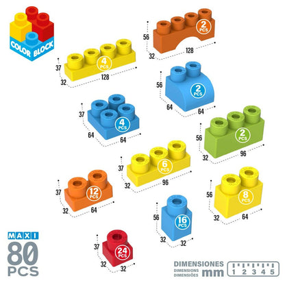 Construction set Color Block Basic 80 Pieces (4 Units) - YOKE FINDS 🇮🇪 IE 