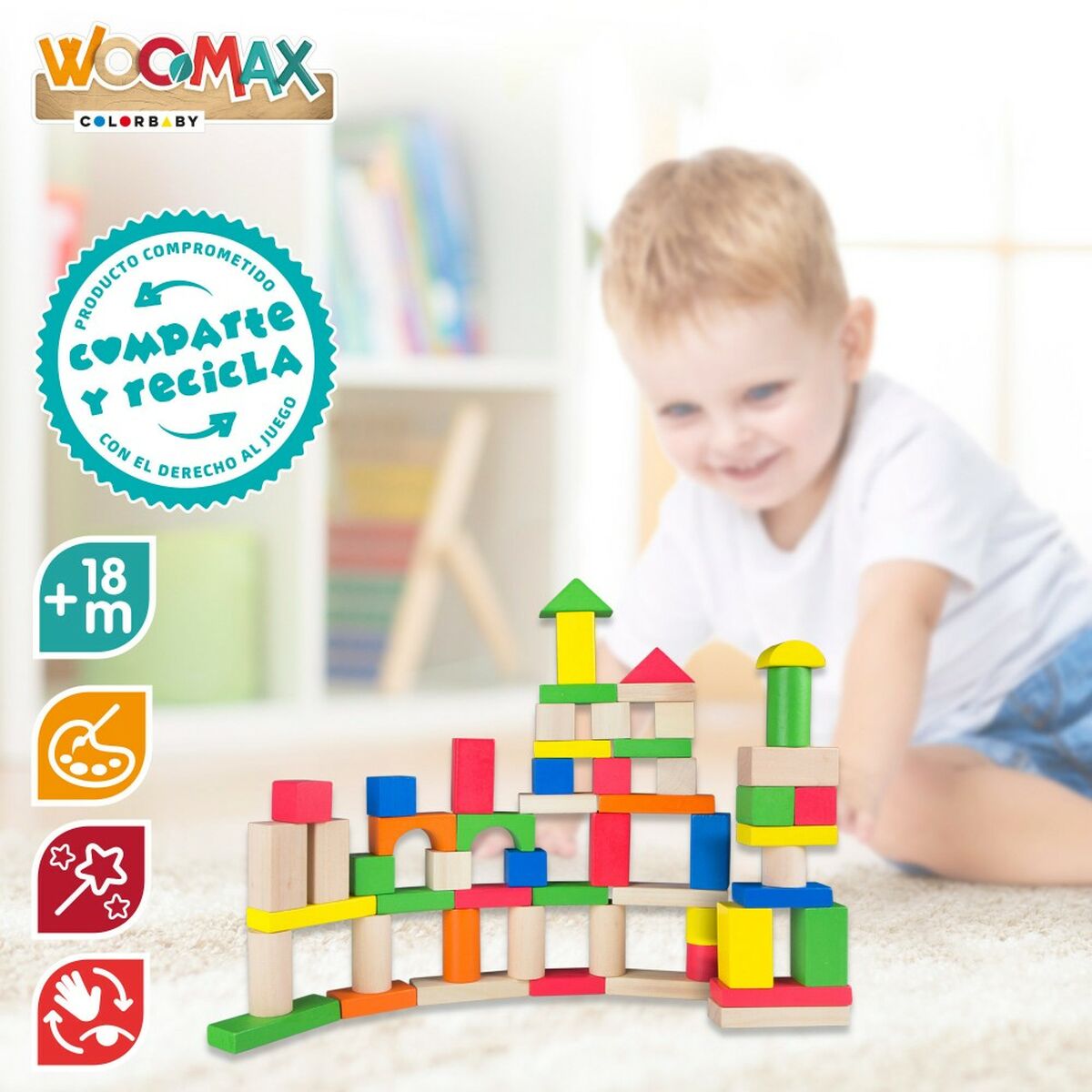 Stacking Blocks Woomax 100 Pieces (4 Units) - YOKE FINDS 🇮🇪 IE 