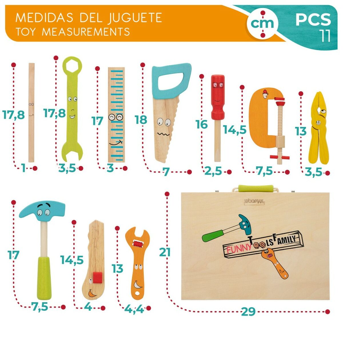 Set of tools for children Woomax 11 Pieces 2 Units - YOKE FINDS 🇮🇪 IE 