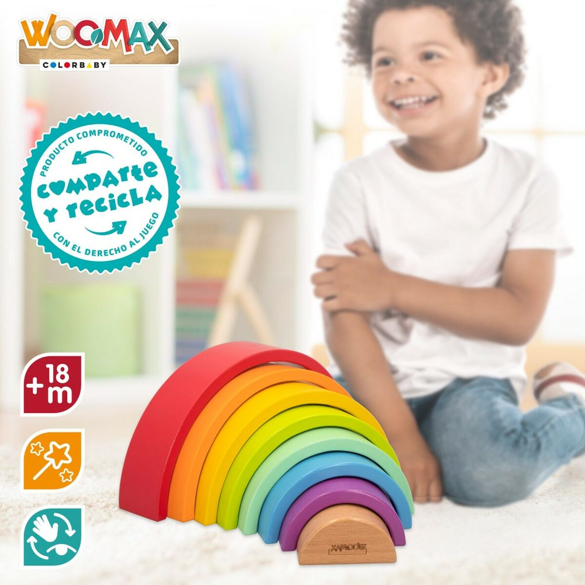 Child's Wooden Puzzle Woomax Rainbow 8 Pieces 4 Units - YOKE FINDS 🇮🇪 IE 