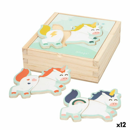 Child's Wooden Puzzle Mr. Wonderful Unicorn + 3 years 3 Pieces (12 Units)