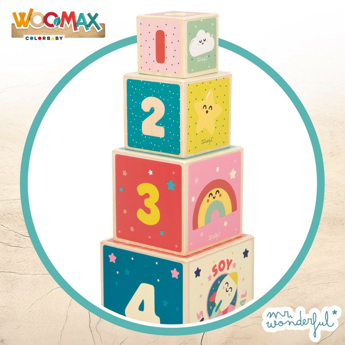 Building Blocks Mr. Wonderful 8 Pieces 12 x 12 x 12 cm (6 Units)