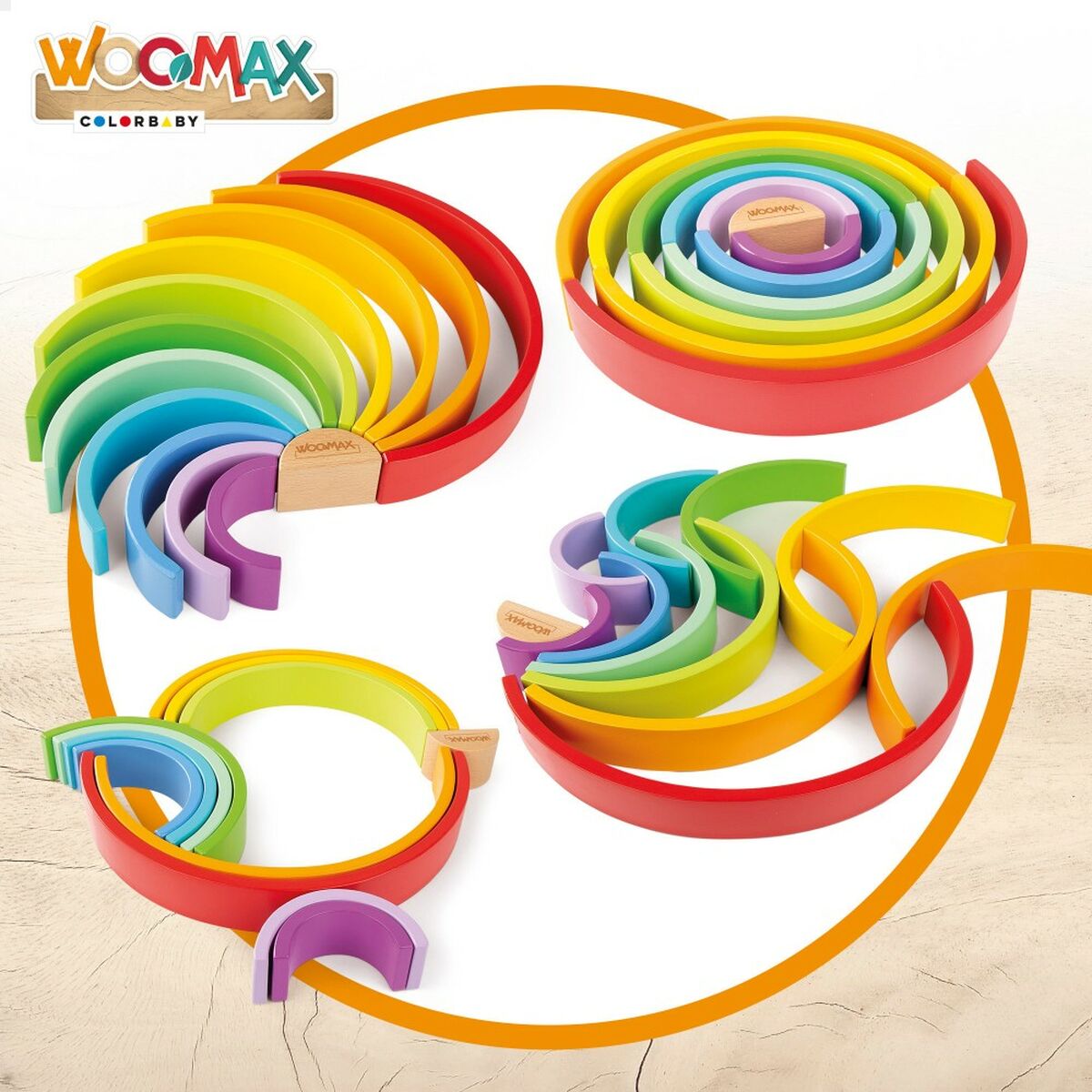 Child's Wooden Puzzle Woomax Rainbow 11 Pieces 2 Units - YOKE FINDS 🇮🇪 IE 