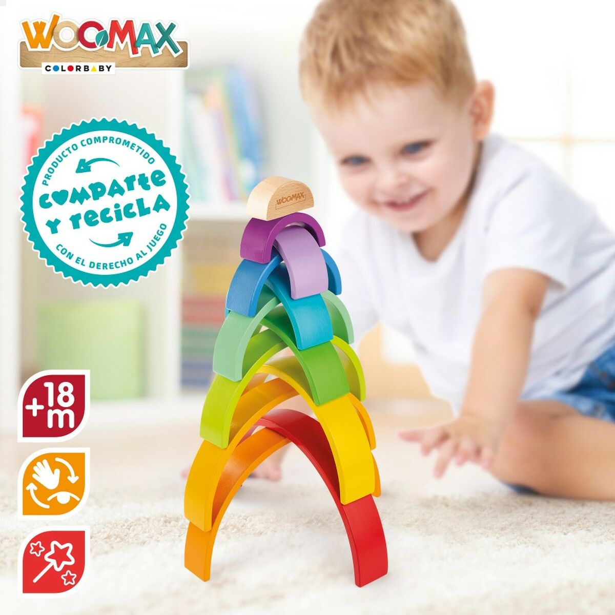 Child's Wooden Puzzle Woomax Rainbow 11 Pieces 2 Units - YOKE FINDS 🇮🇪 IE 