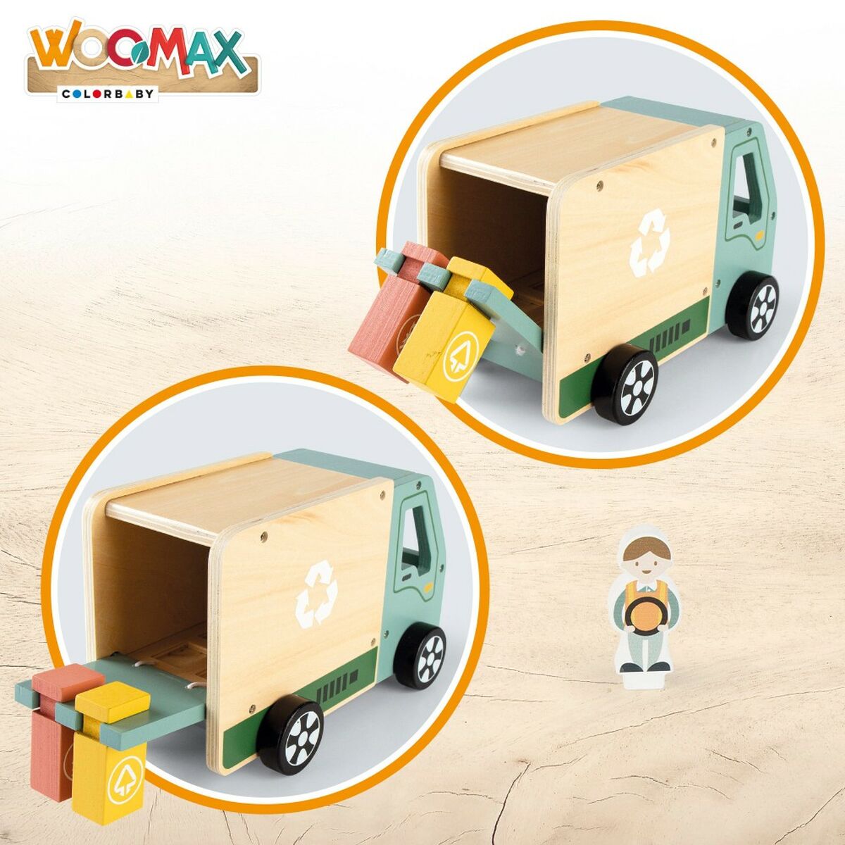 Garbage Truck Woomax Toy 8 Pieces 24 x 15 x 13,5 cm (4 Units) - YOKE FINDS 🇮🇪 IE 