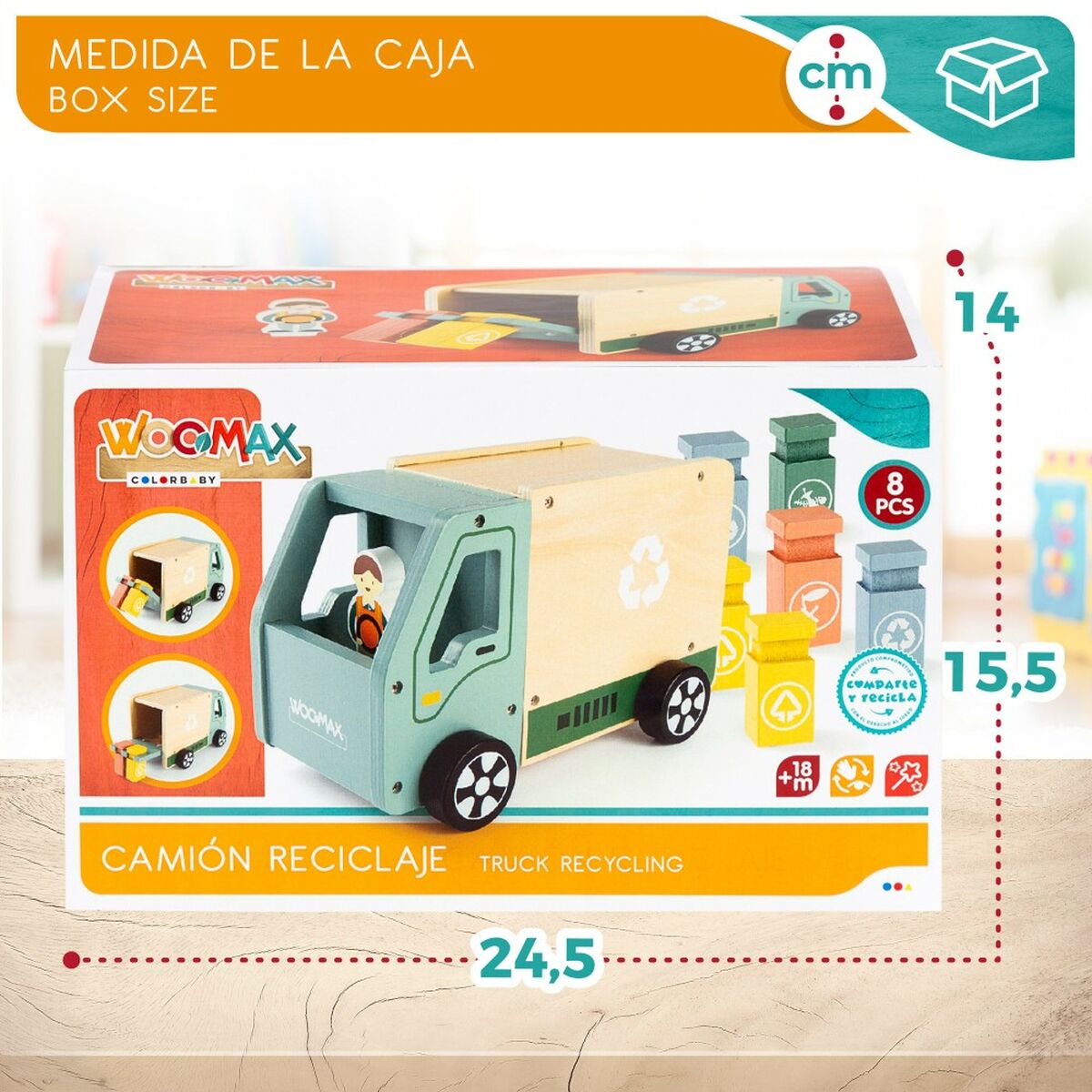 Garbage Truck Woomax Toy 8 Pieces 24 x 15 x 13,5 cm (4 Units) - YOKE FINDS 🇮🇪 IE 