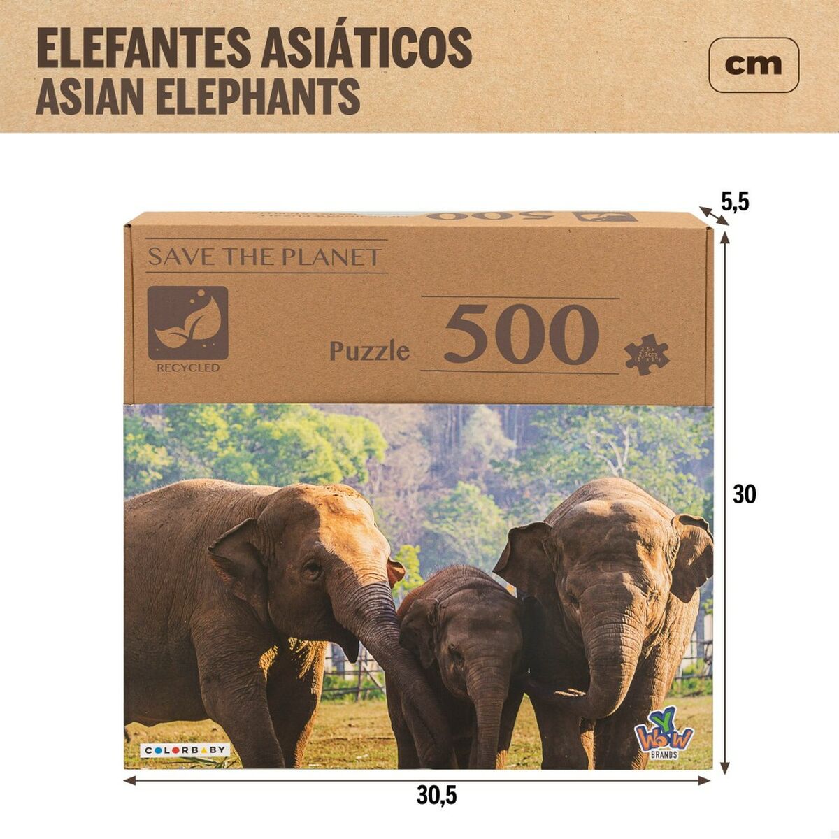 Puzzle Colorbaby Elephant 500 Pieces 6 Units 61 x 46 x 0,1 cm - YOKE FINDS 🇮🇪 IE 