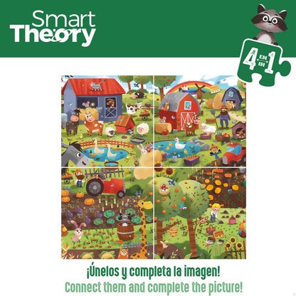 Child's Puzzle Colorbaby 4-in-1 174 Pieces Farm 68 x 68 cm (6 Units)