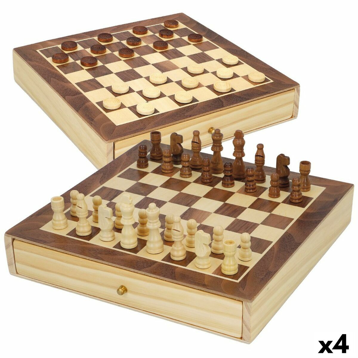 Chess and Checkers Board Colorbaby Drawer Wood (4 Units) - Yokefinds Ireland