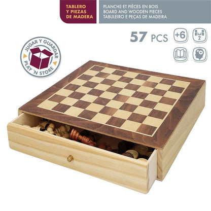 Chess and Checkers Board Colorbaby Drawer Wood (4 Units) - Yokefinds Ireland