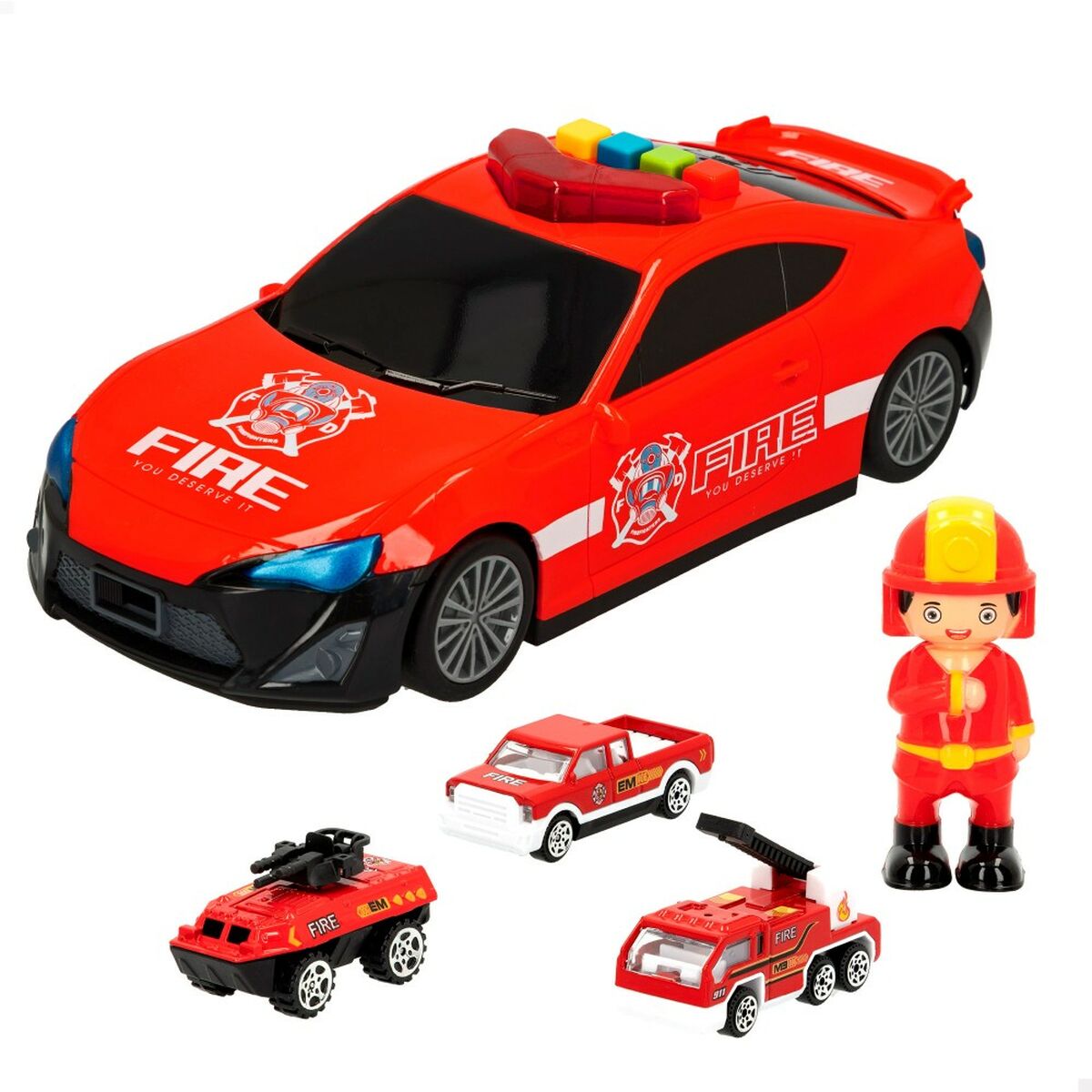 Vehicle Playset Speed & Go Fireman Light Sound 1:64 (4 Units) - YOKE FINDS 🇮🇪 IE 