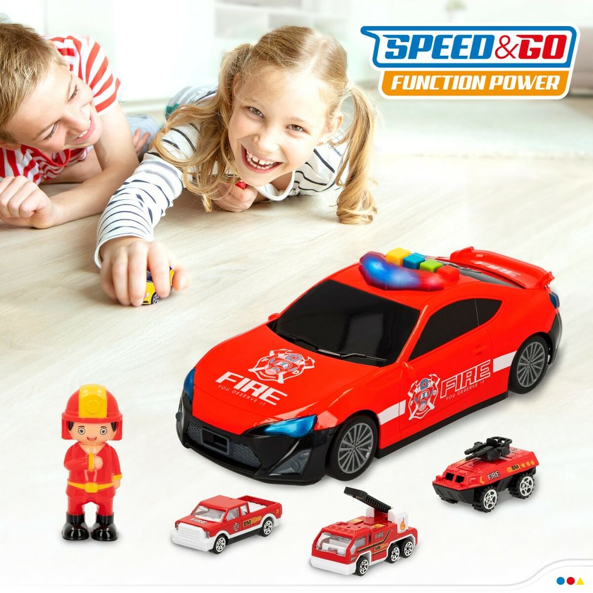 Vehicle Playset Speed & Go Fireman Light Sound 1:64 (4 Units) - YOKE FINDS 🇮🇪 IE 