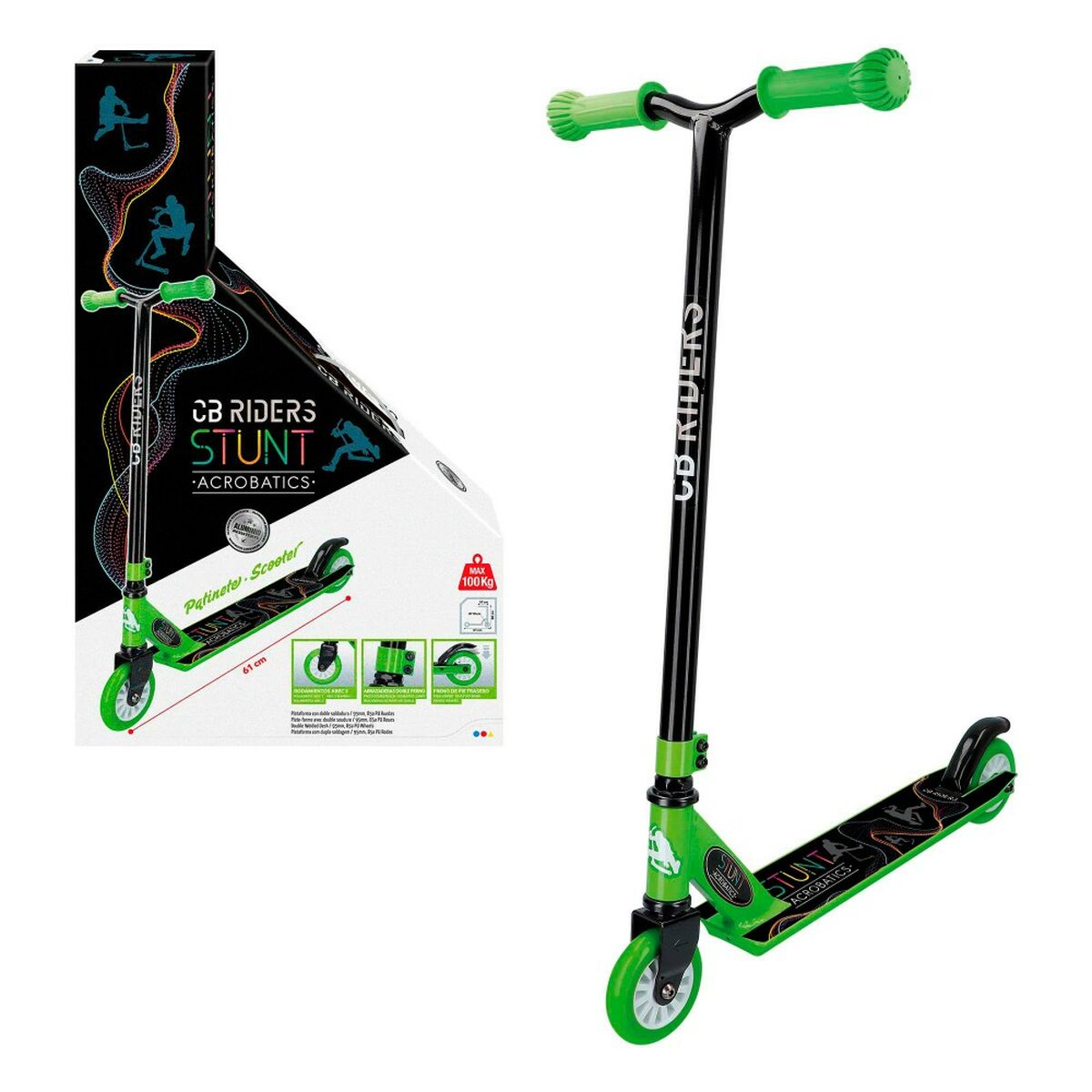 Scooter Colorbaby Black Green 4 Units - Yokefinds Ireland