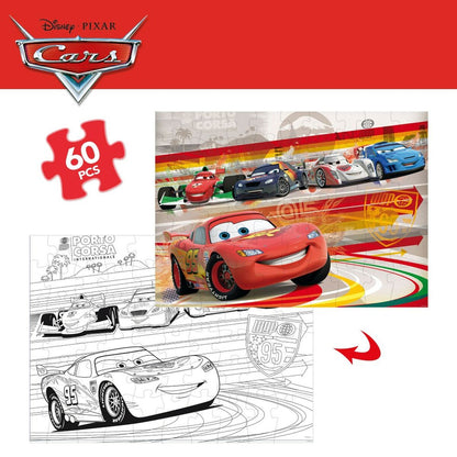 Child's Puzzle Cars Double-sided 60 Pieces 50 x 35 cm (12 Units)