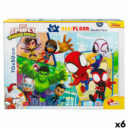 Child's Puzzle Spidey Double-sided 24 Pieces 70 x 1,5 x 50 cm (6 Units)