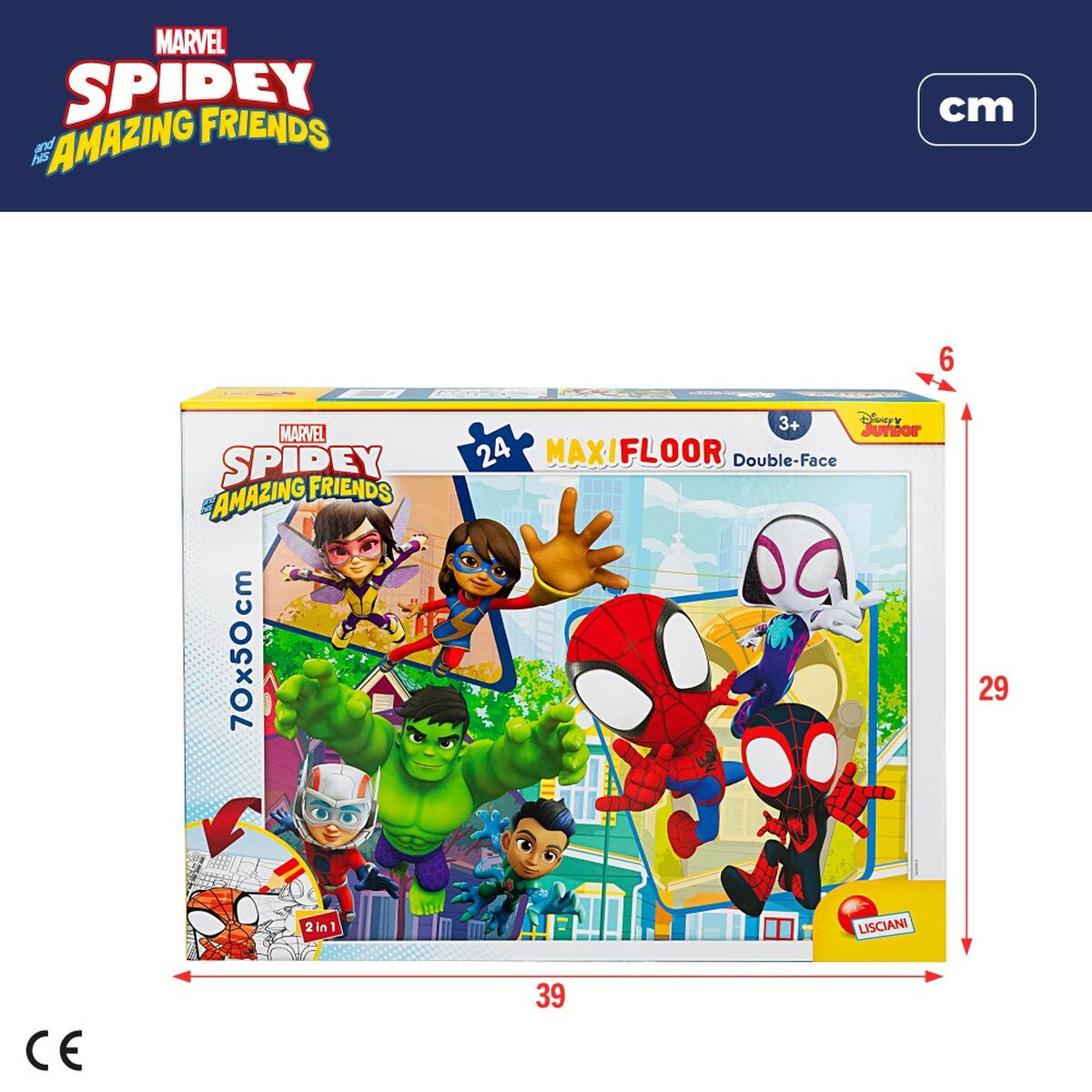 Child's Puzzle Spidey Double-sided 24 Pieces 70 x 1,5 x 50 cm (6 Units)