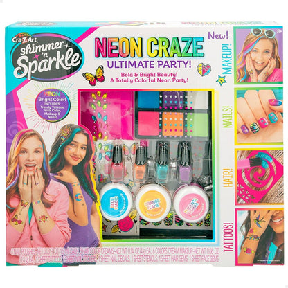 Beauty Kit Cra-Z-Art Ultimate Party Children's Neon Nails Hair Body 4 Units