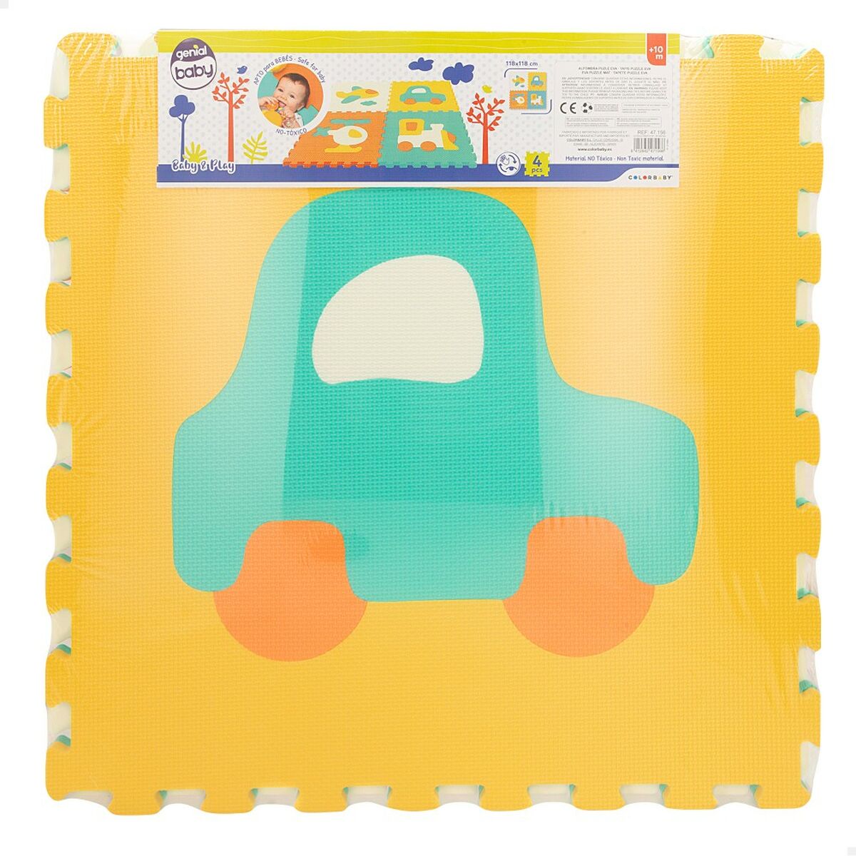 Puzzle Carpet Colorbaby 4 Pieces Cars 118 x 118 cm EVA (2 Units)