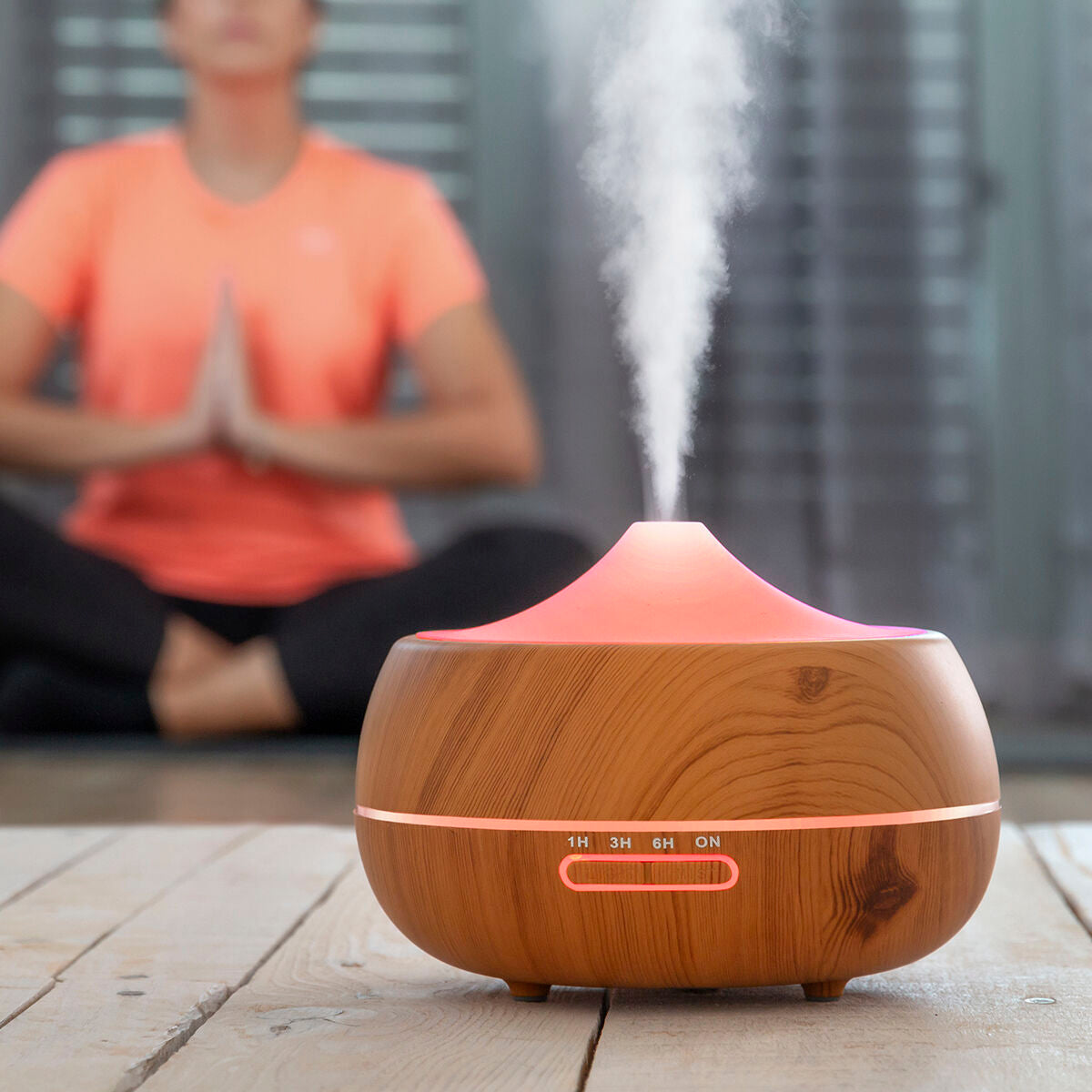 Aroma Diffuser Humidifier with Multicolour LED Wooden-Effect InnovaGoods